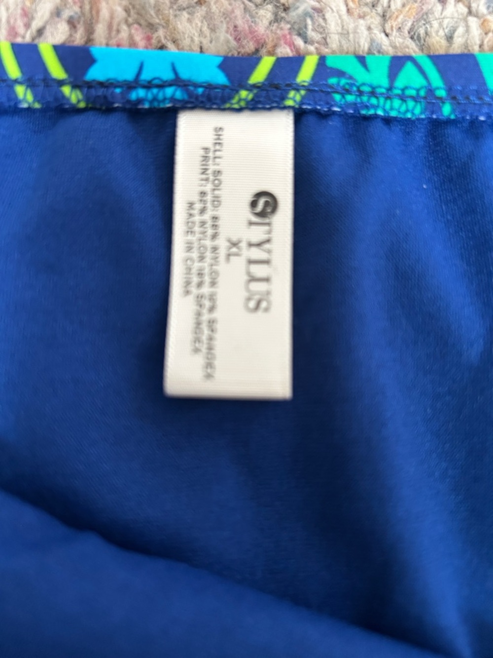 STYLUS Navy, Teal & Lime Tile-Print Bikini Bottom - Picture 2 of 3